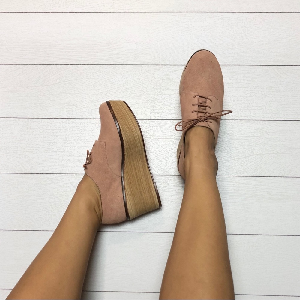 Schutz | Platform Pink Suede Oxfords
